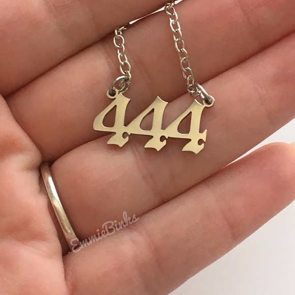 💥3for$28 New Angel Number 444 Numerology Minimalist Stainless Steel Necklace - Picture 2 of 11